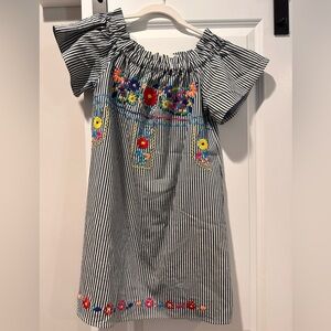 Striped Embroidered Dress